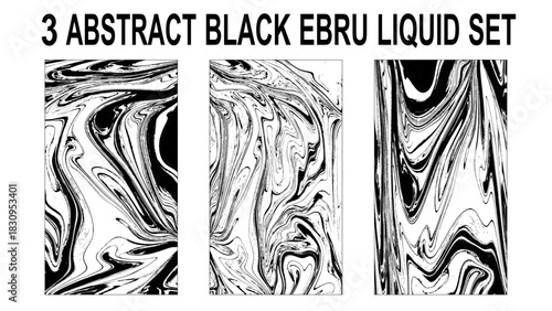 Set of hand drawn abstract marble texture. Bundle collection of beautiful white and black marble background.