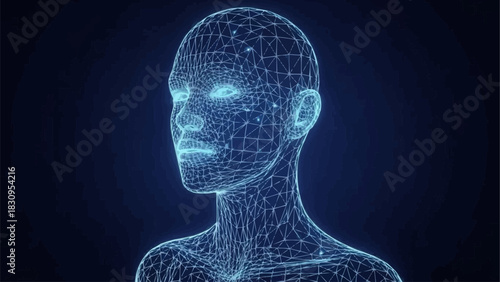 Digital Human - A Wireframe Representation of Artificial Intelligence.