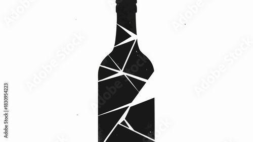 Shattered Bottle Silhouette - Symbol of Fragility and Brokenness.