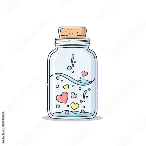 Heartfelt emotions bottled: A conceptual illustration of love and sentimentality showcased in a