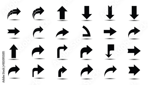 Arrow vector illustration set. collection of web symbols. direction pointer and navigation