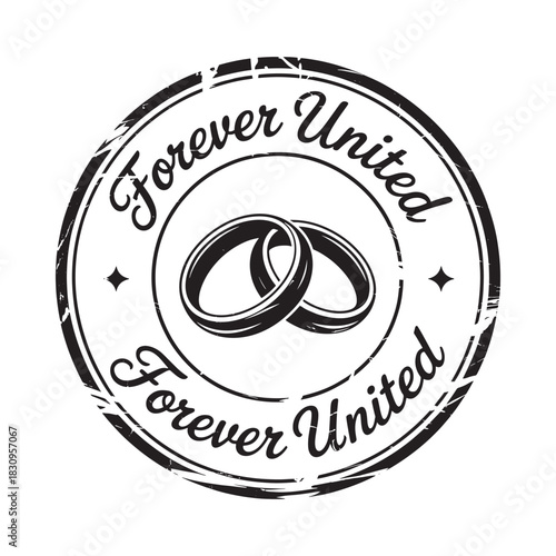Forever united wedding rings stamp design