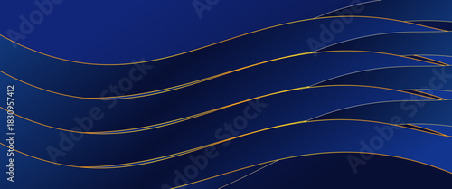 Deluxe navy blue wavy line abstract background, sparkling decorative wavy line background for invitations, certificates. poster, web