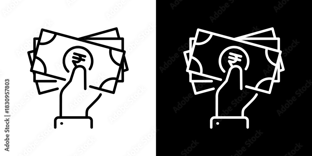 Fototapeta premium Banknote Icon With Rupee Currency Symbol. Fresh Line Design Built For Creative Flexibility In Light And Dark Versions.