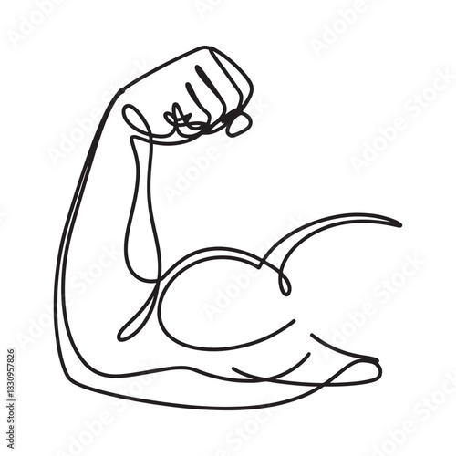 Minimalist line art of a flexing bicep muscle