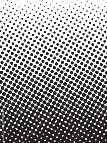 Black and white halftone dot gradient texture background