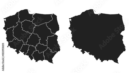 Poland map icons. Silhouette map icon. Vector.