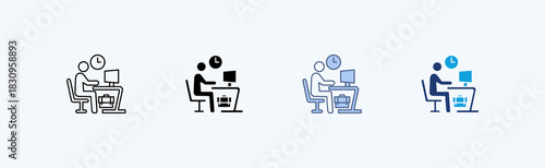 Work Environment Multiple Icon Illustration Vector