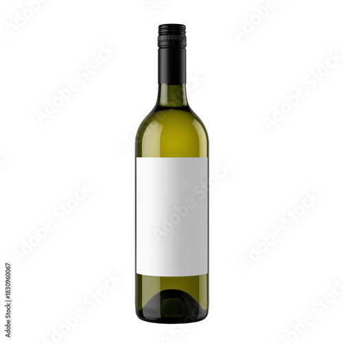 Elegant Green Wine Bottle Ready for Labeling in a Simple Design