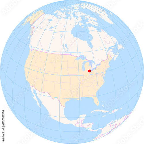 Location Map of Eugene F. Kranz Toledo Express Airport (Toledo, Ohio, United States). IATA-code: TOL. No labels at all.