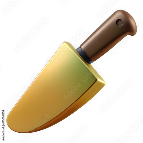 Golden cake server knife isolated on transparent background