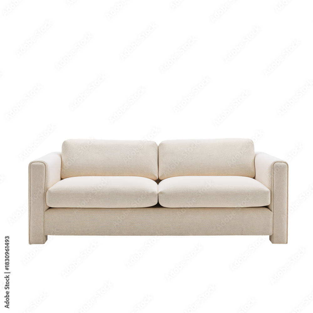 Fototapeta premium Soft Beige Sofa Placed Against a Light Wall in a Cozy Living Room Setting