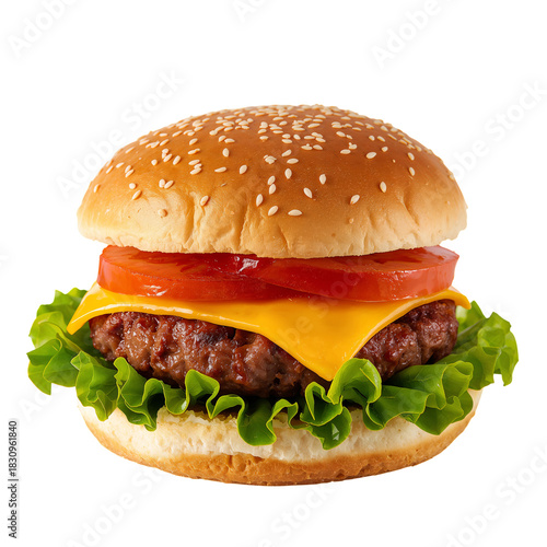 Delicious Cheeseburger With Fresh Ingredients Served on a Sesame Seed Bun