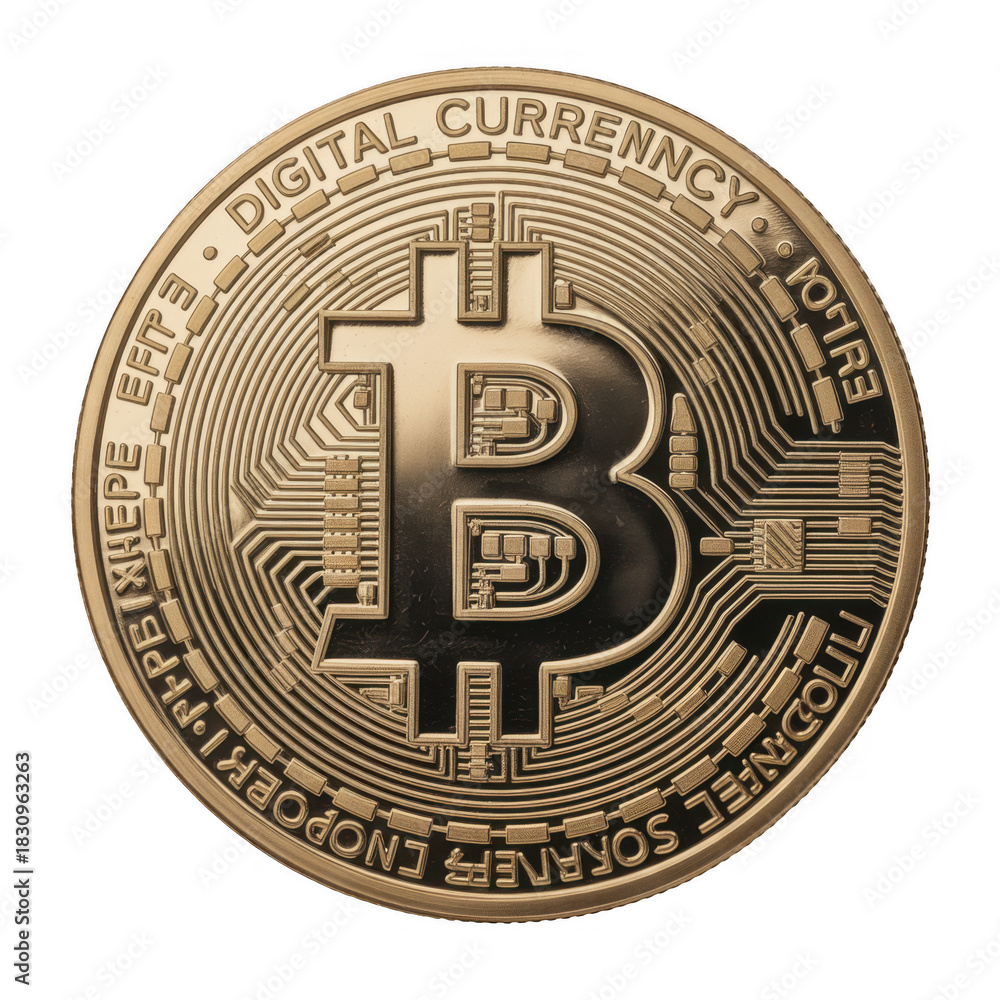 custom made wallpaper toronto digitalGolden Bitcoin coin with circuit board pattern and text on black background isolated on a transparent background