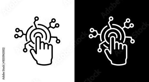 Touch White Icon Set Vector 