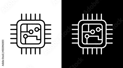 Chip White Icon Set Vector 