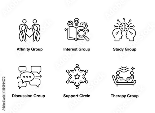 Affinity Group Interest Study Discussion Support Circle Team Icons