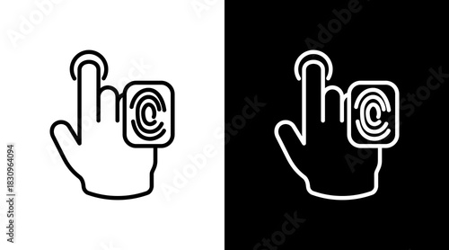 Fingerprint White Icon Set Vector 