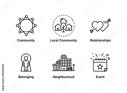 Community Local Relationships Belonging Neighborhood Event Icons