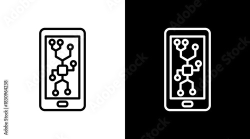 Smartphone White Icon Set Vector 