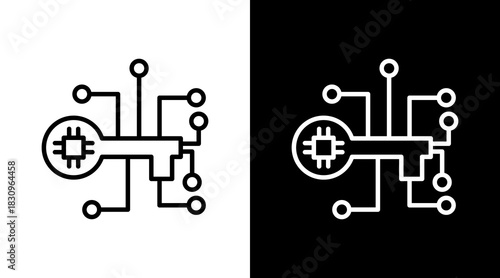 Key White Icon Set Vector 