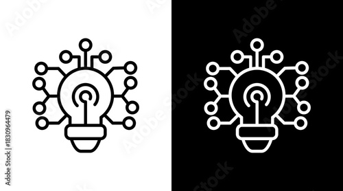 Lightbulb White Icon Set Vector 