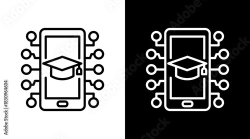 Elearning White Icon Set Vector 