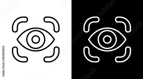 Eye Scanner White Icon Set Vector 