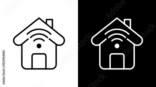 Smart House White Icon Set Vector 