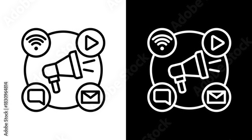 Marketing White Icon Set Vector 