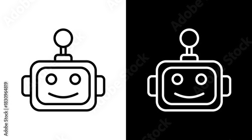 Robot White Icon Set Vector 
