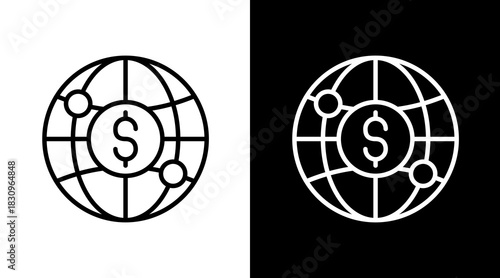 Digital Economy White Icon Set Vector 