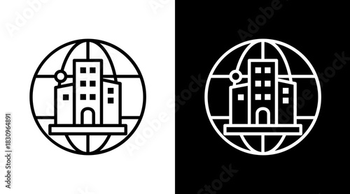 Smart City White Icon Set Vector 