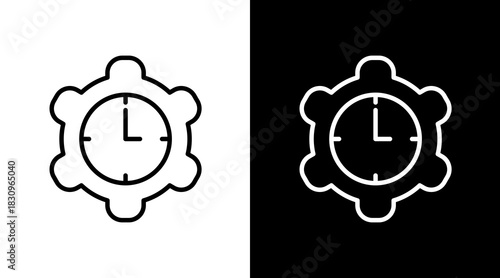 Clock White Icon Set Vector 