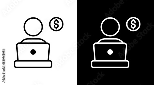 Digital Business White Icon Set Vector 