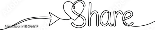 Share with love concept in minimalist line art design style