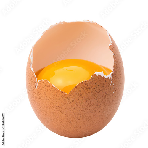 Freshly Cracked Egg Showing Bright Yolk Inside Warm Shell