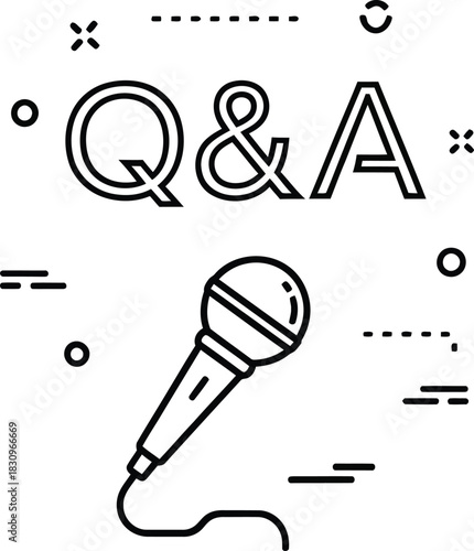 Microphone and q&a text for questions and answers session