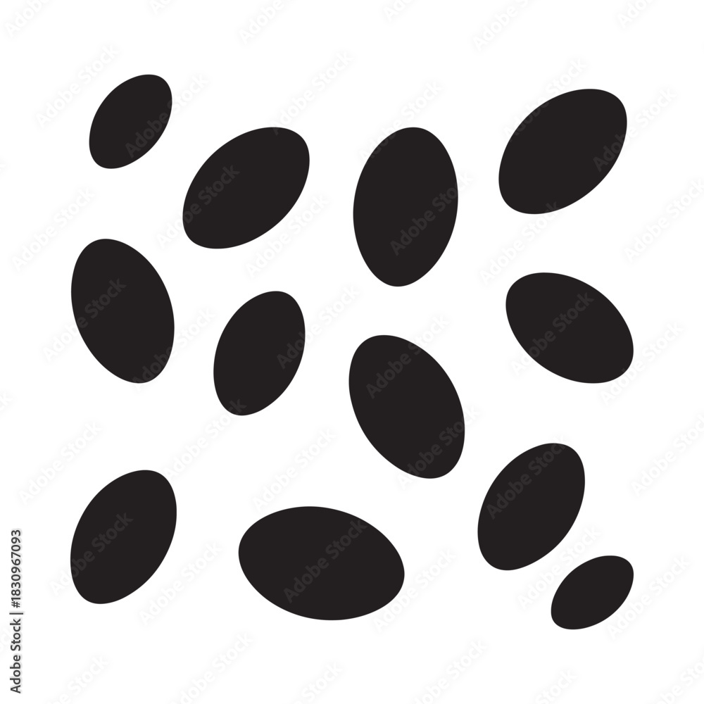 Fototapeta premium Scattered black ellipses on a white background abstract pattern