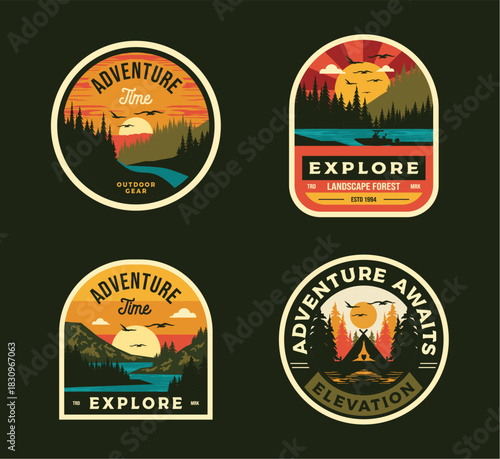 RETRO VINTAGE FISHING OUTDOOR ADVENTURE LOGO BADGE PATCH FOR HAT, T-SHIRT, STICKER
