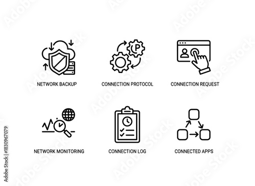 Network Backup Connection Protocol Connection Request Network Monitoring Icon Set