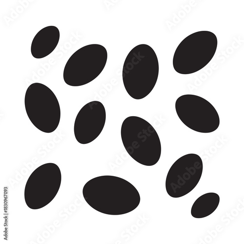 Scattered black ellipses on a white background abstract pattern