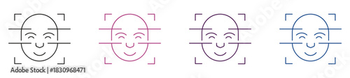 Face, identification, scanning icon set. Vector illustration.
