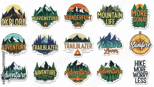Adventure and Exploration Logos Featuring Mountains and Nature.