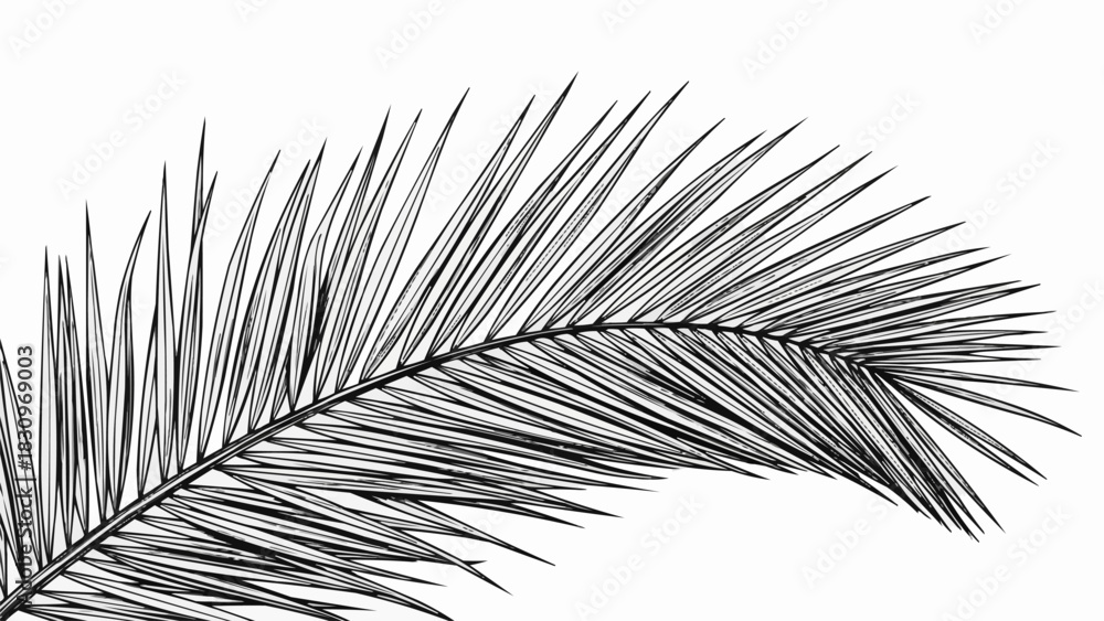 Obraz premium Elegant Palm Frond Silhouette Against White Backdrop.