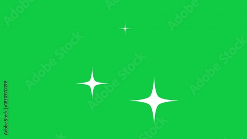 Simple sparkling star animation on a green screen background. Ideal for festive visuals, twinkle effects, holiday decorations, light sparkle overlays, Christmas, New Year, and magical shine elements.