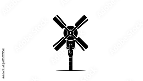 Vintage windmill silhouette on transparen background  