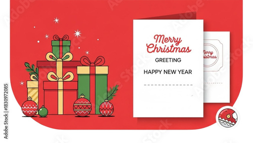 Festive Holiday Gift Card Design with Christmas Ornaments and Greetings