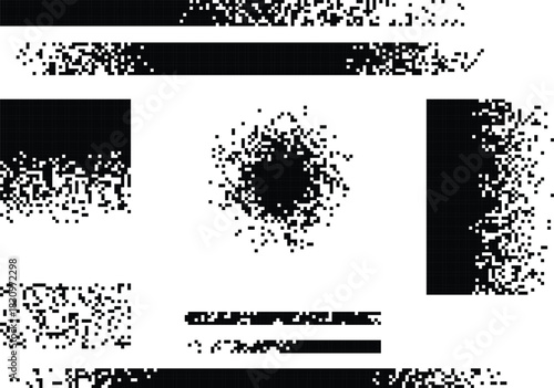 Monochrome Pixel Dithering Patterns: Abstract Geometric Design in Black and White