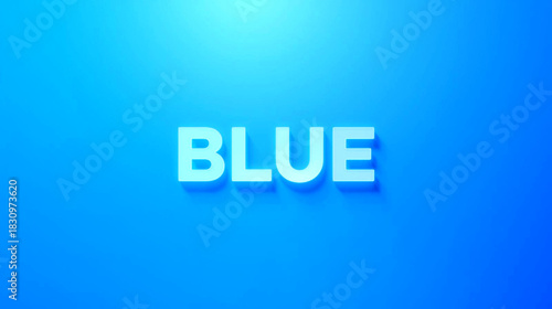 The word blue rendered in white 3d text against a vibrant blue gradient background